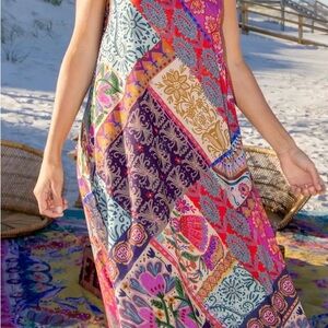 NATURAL LIFE -Gracie Patchwork Maxi Dress- Size L- Vibrant Multicolor Maxi Dress